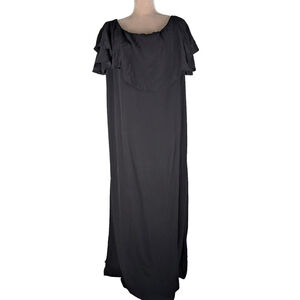Free People MLM Label Ruffle Off Shoulder Maxi Dress L Black Feminine Classic